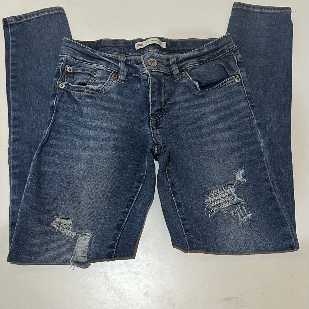 Levi's Blue Skinny Jeans with Distressed Details